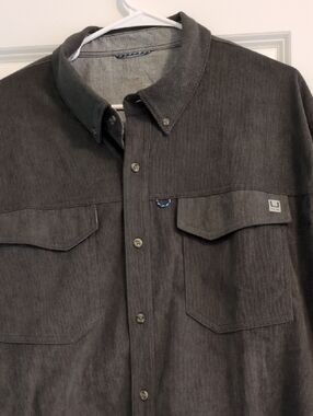 Huk Heathered Gray Button  Down Shirt